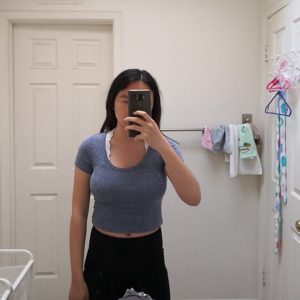 blue crop top